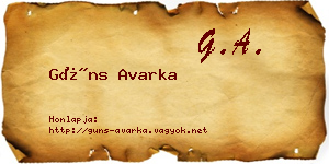 Güns Avarka névjegykártya